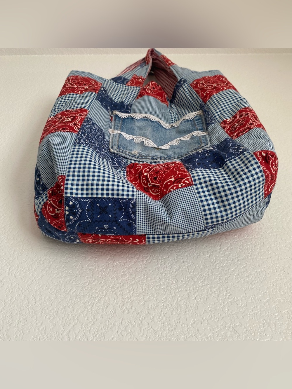Handmade patchwork tote bag - Picture 3 of 10